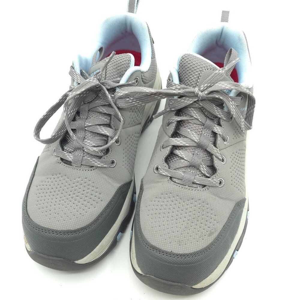 Skechers Air-Cooled Memory Foam Gray Lace-Up Steel Toe Sneakers - Picture 1 of 9